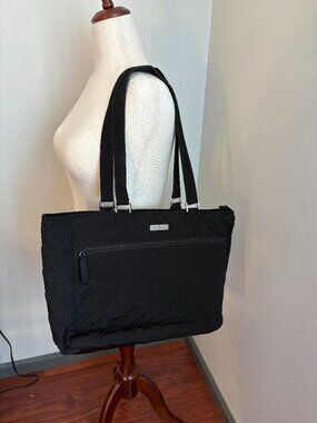 Vera Bradley Black Quilted Work Tote Laptop Bag Travel Carry-On Office Tote